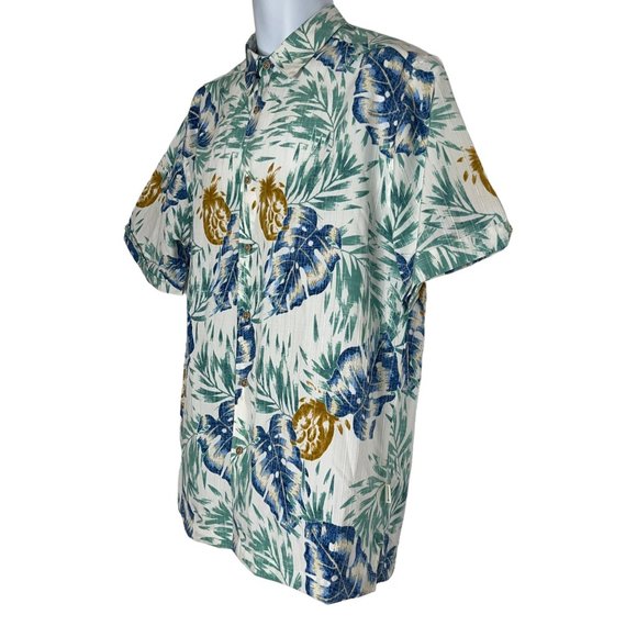 Cubavera Hawaiian Shirt Mens M Pineapple Floral Tiki Aloha Vacation Leaves - Picture 5 of 11